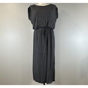 24/7 Maurices Women Size M Black White Striped Sleeveless Dress Drawstring Waist